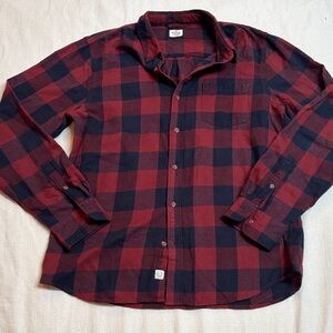 Marine Layer Red + Black Checkered Button Down Shirt, Men’s Medium/ Large, Marge